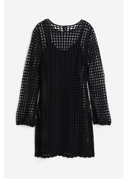 H & M - Sukienka z ażurowej dzianiny - Czarny ze sklepu H&M w kategorii Sukienki - zdjęcie 172183509