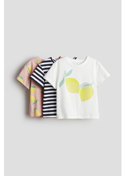 H & M - Top z bawełnianego dżerseju 3-pak - Biały ze sklepu H&M w kategorii Bluzki dziewczęce - zdjęcie 172183627