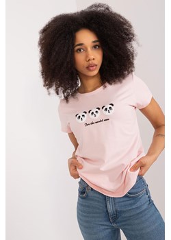 T-Shirt Z Napisem jasny różowy ze sklepu 5.10.15 w kategorii Bluzki damskie - zdjęcie 172185599