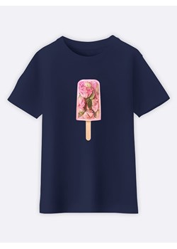 WOOOP Koszulka &quot;Floral Popsicle&quot; w kolorze granatowym ze sklepu Limango Polska w kategorii Bluzki dziewczęce - zdjęcie 172185698