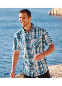Koszula z krótkim rękawem w niebieską kratę ze sklepu Atlas For Men w kategorii Koszule męskie - zdjęcie 172189765