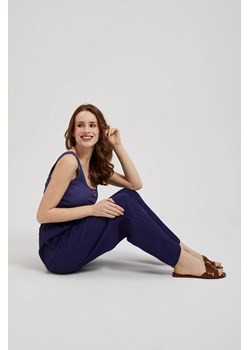Spodnie z szerokimi nogawkami i wiązaniem fioletowe ze sklepu Moodo.pl w kategorii Spodnie damskie - zdjęcie 172189787