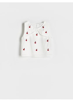 Reserved - Bawełniana bluzka z haftem - złamana biel ze sklepu Reserved w kategorii Bluzki dziewczęce - zdjęcie 172190305