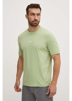 BOSS t-shirt BOSS ORANGE męski kolor zielony gładki 50473278 ze sklepu ANSWEAR.com w kategorii T-shirty męskie - zdjęcie 172192029