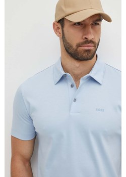 BOSS polo bawełniane kolor niebieski gładki 50471335 ze sklepu ANSWEAR.com w kategorii T-shirty męskie - zdjęcie 172192038