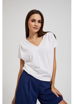 Bluzka z krótkimi rękawami biała ze sklepu Moodo.pl w kategorii Bluzki damskie - zdjęcie 172194785