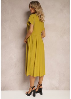 Zielona Sukienka Koszulowa z Lnem i Wiskozą Jucilla ze sklepu Renee odzież w kategorii Sukienki - zdjęcie 172195086