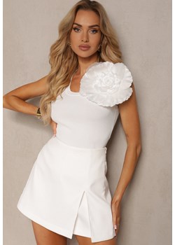 Biały Top z Aplikacją w Kształcie Kwiatu Waliane ze sklepu Renee odzież w kategorii Bluzki damskie - zdjęcie 172195149