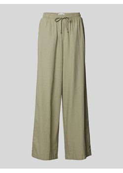 Spodnie lniane z szeroką nogawką i zakładkami w pasie model ‘Lino’ ze sklepu Peek&Cloppenburg  w kategorii Spodnie damskie - zdjęcie 172195376