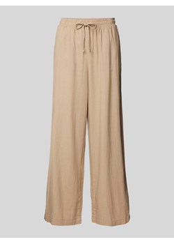 Spodnie lniane z szeroką nogawką i zakładkami w pasie model ‘Lino’ ze sklepu Peek&Cloppenburg  w kategorii Spodnie damskie - zdjęcie 172195389