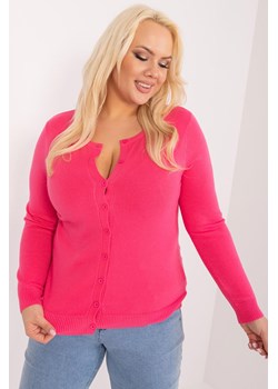 Klasyczny Sweter Plus Size Na Guziki ciemny różowy ze sklepu 5.10.15 w kategorii Swetry damskie - zdjęcie 172195626