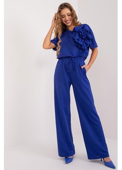 Spodnie Materiałowe Z Wysokim Stanem kobaltowe ze sklepu 5.10.15 w kategorii Spodnie damskie - zdjęcie 172195695