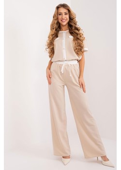 Spodnie Materiałowe Z Lampasami beżowe ze sklepu 5.10.15 w kategorii Spodnie damskie - zdjęcie 172195699