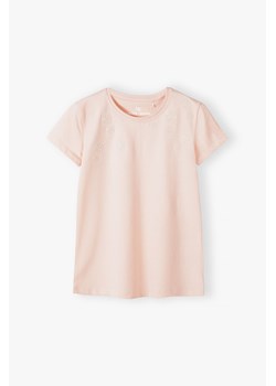 Różowy t-shirt bawełniany dla dziewczynki ze sklepu 5.10.15 w kategorii Bluzki dziewczęce - zdjęcie 172195715