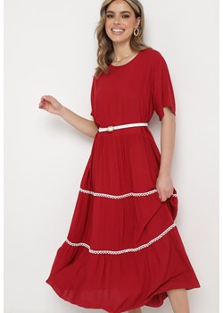 Czerwona Bawełniana Sukienka z Krótkim Rękawem Camola ze sklepu Born2be Odzież w kategorii Sukienki - zdjęcie 172199147