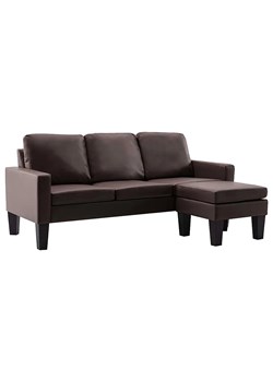 3-osobowa sofa z ekoskóry z podnóżkiem brązowa - Zuria 4Q ze sklepu Edinos.pl w kategorii Sofy i kanapy - zdjęcie 172204019