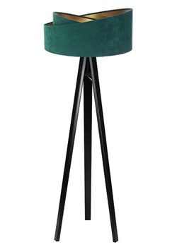 Zielono-czarna drewniana lampa stojąca trójnóg - EXX250-Volia ze sklepu Edinos.pl w kategorii Lampy podłogowe - zdjęcie 172206816