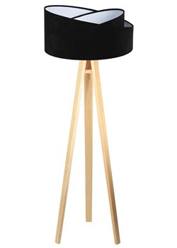 Czarno-sosnowa lampa stojąca z abażurem W5-K32 ze sklepu Edinos.pl w kategorii Lampy podłogowe - zdjęcie 172206819
