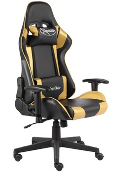 Czarno-złoty fotel gamingowy - Grando ze sklepu Edinos.pl w kategorii Krzesła do biurka - zdjęcie 172207337
