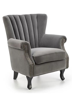 Szary welurowy wygodny fotel wypoczynkowy - Romes ze sklepu Edinos.pl w kategorii Fotele - zdjęcie 172207528