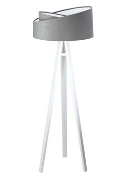 Szaro-biała lampa stojąca trójnóg welurowa - S023 F3-B57 ze sklepu Edinos.pl w kategorii Lampy podłogowe - zdjęcie 172207556