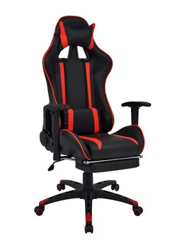 Czarno-czerwony fotel dla graczy z podnóżkiem - Coriso ze sklepu Edinos.pl w kategorii Krzesła biurowe - zdjęcie 172207899