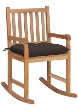 Drewniany fotel bujany na taras taupe - Mecedora ze sklepu Edinos.pl w kategorii Fotele ogrodowe - zdjęcie 172207985