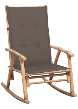 Fotel na biegunach bambusowy z poduszką taupe - Bamsa ze sklepu Edinos.pl w kategorii Fotele - zdjęcie 172207997