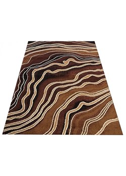 Brązowy prostokątny dywan w faliste wzory - Gertis ze sklepu Edinos.pl w kategorii Dywany - zdjęcie 172209896