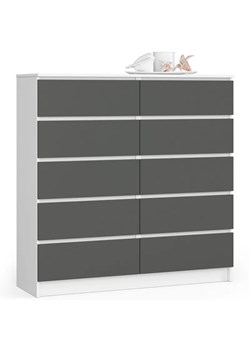 Komoda z szufladami do sypialni biała + grafit C7-B68 ze sklepu Edinos.pl w kategorii Komody - zdjęcie 172211607