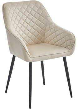 Komplet 2 beżowych krzeseł welurowych - Koruco ze sklepu Edinos.pl w kategorii Krzesła - zdjęcie 172211625