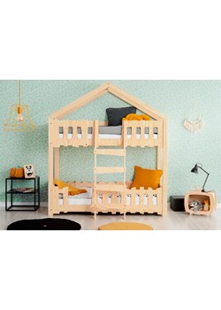 Drewniane łóżko piętrowe domek z barierkami - Marion 3X ze sklepu Edinos.pl w kategorii Łóżka dziecięce - zdjęcie 172211847