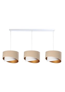 Beżowa potrójna lampa wisząca welurowa - 7X S503 N2-L48 ze sklepu Edinos.pl w kategorii Lampy wiszące - zdjęcie 172212208