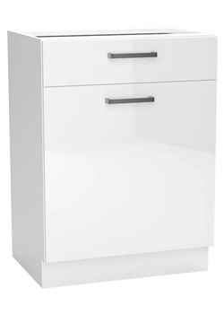 Biała szafka z szufladą do nowoczesnej kuchni - Elora 11X 60 cm połysk ze sklepu Edinos.pl w kategorii Meble kuchenne - zdjęcie 172212457