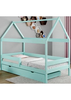 Turkusowe łóżko dziecięce w kształcie domku - Petit 4X 190x80 cm ze sklepu Edinos.pl w kategorii Łóżka dziecięce - zdjęcie 172213076