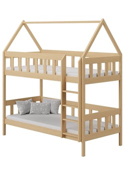 Piętrowe łóżko domek 2-osobowe, sosna - Gigi 3X 160x80 cm ze sklepu Edinos.pl w kategorii Łóżka dziecięce - zdjęcie 172213266