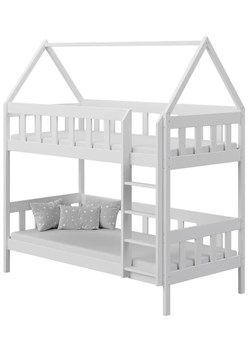 Białe skandynawskie łóżko piętrowe w kształcie domku - Gigi 3X 180x80 cm ze sklepu Edinos.pl w kategorii Łóżka dziecięce - zdjęcie 172213268