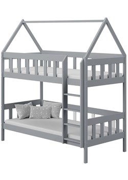 Szare łóżko piętrowe przypominające domek dla dzieci - Gigi 3X 190x90 cm ze sklepu Edinos.pl w kategorii Łóżka dziecięce - zdjęcie 172213329