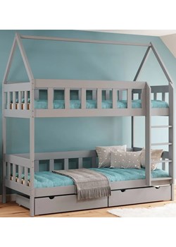 Szare łóżko dziecięce piętrowe w kształcie domku - Gigi 4X 180x80 cm ze sklepu Edinos.pl w kategorii Łóżka dziecięce - zdjęcie 172213366