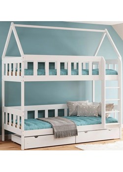 Białe łóżko piętrowe typu domku - Gigi 4X 190x90 cm ze sklepu Edinos.pl w kategorii Łóżka dziecięce - zdjęcie 172213406