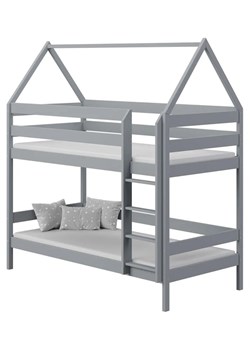 Szare 2-osobowe piętrowe łóżko domek dla dzieci z materacami - Zuzu 3X 160x80 cm ze sklepu Edinos.pl w kategorii Łóżka dziecięce - zdjęcie 172213689