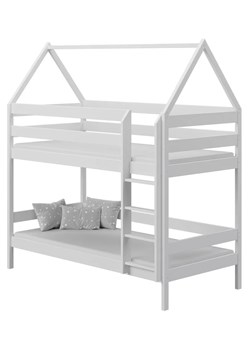 Białe drewniane łóżko piętrowe domek dziecięce - Zuzu 3X 190x90 cm ze sklepu Edinos.pl w kategorii Łóżka dziecięce - zdjęcie 172213799