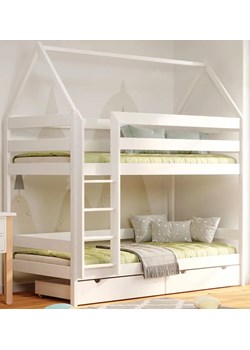 Białe podwójne piętrowe łóżko dziecięce domek z szufladą - Zuzu 4X 190x80 cm ze sklepu Edinos.pl w kategorii Łóżka dziecięce - zdjęcie 172213875