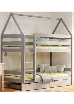 Szare 2-osobowe piętrowe łóżko domek dla rodzeństwa z szufladami - Zuzu 4X 200x90 cm ze sklepu Edinos.pl w kategorii Łóżka dziecięce - zdjęcie 172213897