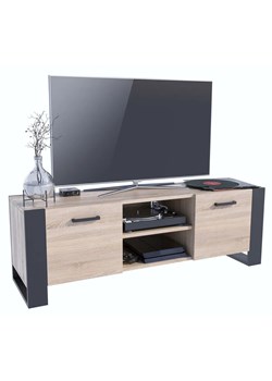 Industrialna szafka pod telewizor dąb sonoma 150 cm - Sonea ze sklepu Edinos.pl w kategorii Szafki RTV - zdjęcie 172215028