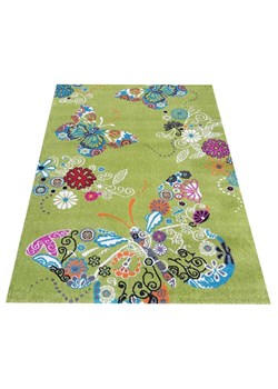 Zielony dywan dziecięcy w motyle - Dislo ze sklepu Edinos.pl w kategorii Tekstylia dziecięce - zdjęcie 172215318