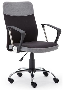 Tapicerowany fotel obrotowy do komputera czarny, popielaty - Travis ze sklepu Edinos.pl w kategorii Krzesła do biurka - zdjęcie 172216728
