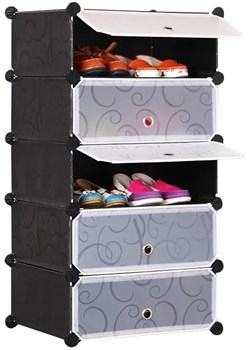 Czarna szafka modułowa na buty - Zofis ze sklepu Edinos.pl w kategorii Zestawy mebli do przedpokoju - zdjęcie 172217708