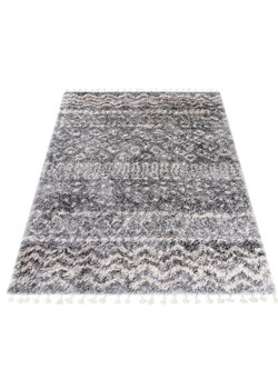 Szary dywan shaggy z frędzlami w stylu boho - Nikari 4X ze sklepu Edinos.pl w kategorii Dywany - zdjęcie 172218238