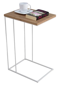Skandynawski druciany stolik pomocniczy dąb artisan + biały - Texti 3X ze sklepu Edinos.pl w kategorii Meble biurowe - zdjęcie 172218436